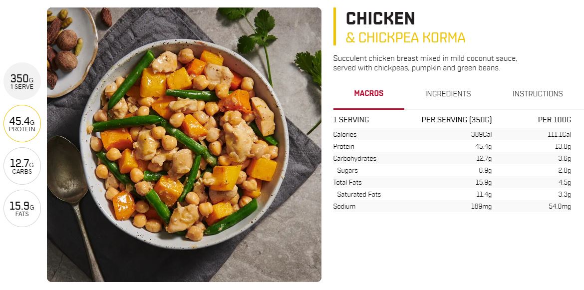 My Muscle Chef - Chicken & Chickpea Korma - with Pumpkin & Green Beans | Harris Farm Online