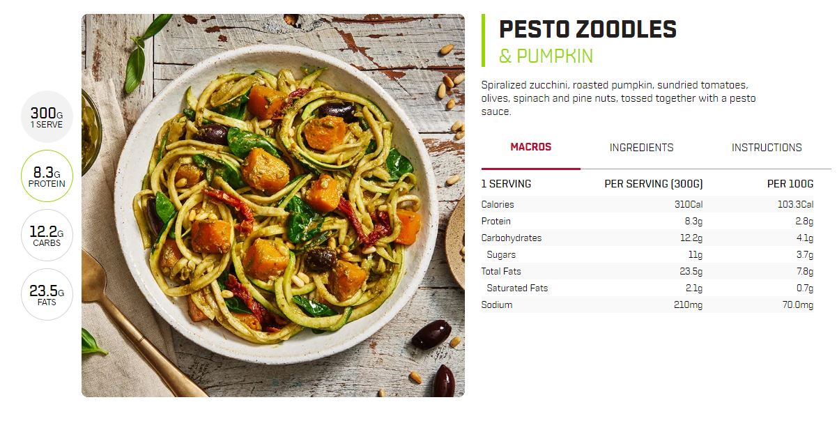 My Muscle Chef - Pesto Zoodles with Pumpkin & Sundried Tomato (300g)