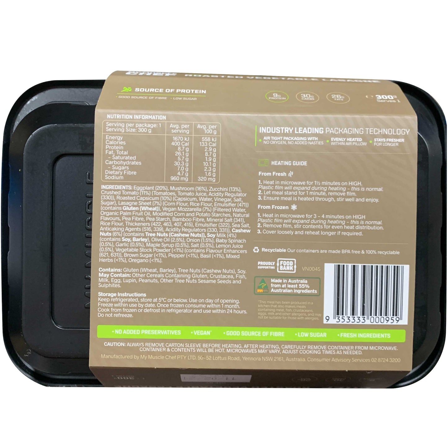 My Muscle Chef Vegan Roasted Vegetable Lasagne | Harris Farm Online