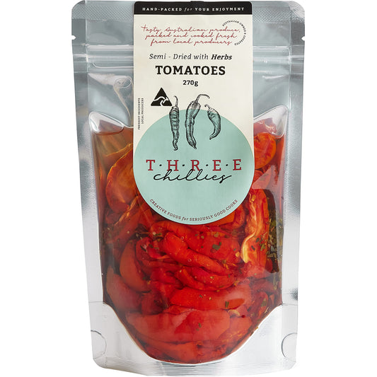 Three Chillies Herbs Semi Dried Tomatoes | Harris Farm Online