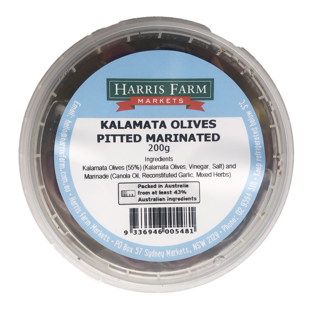 Harris Farm Marinated Kalamata Olive Pitted 200g Harris Farm Markets