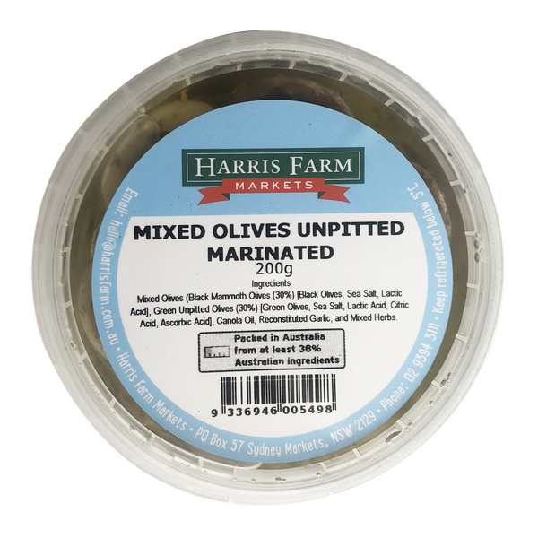 Harris Farm Mixed Olives Unpitted Marinated 200g Harris Farm Markets