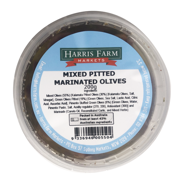Harris Farm Marinated Mixed Pitted Olives 200g