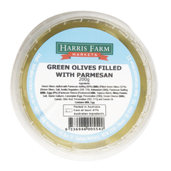 Harris Farm Green Olives with Parmesan 200g
