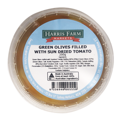 Harris Farm Green Olives with Sun Dried Tomato 200g