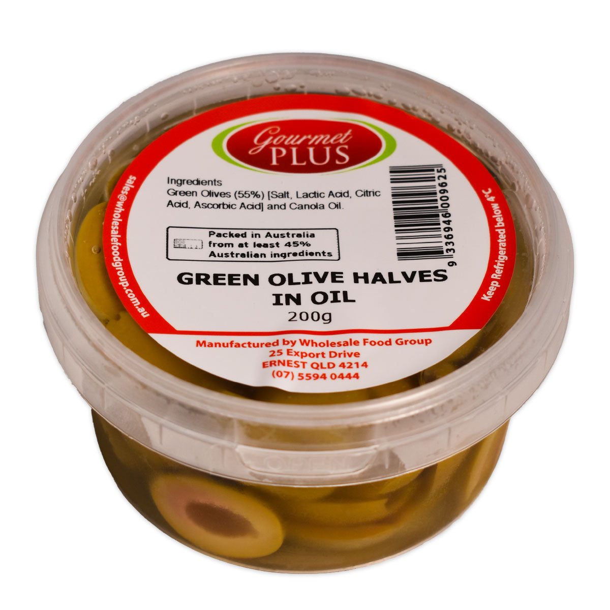 Gourmet Plus Green Olive Halves In Oil 200g | Harris Farm Online