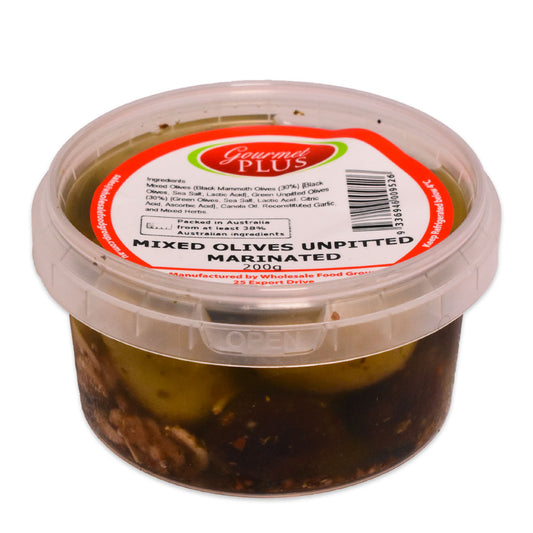 Gourmet Plus Mixed Olives Unpitted Marinated 200g | Harris Farm Online