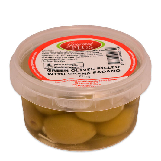 Gourmet Plus Green Olives Stuffed With Grana Padano 200g | Harris Farm Online