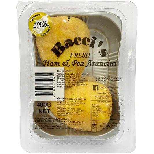 Baccis Fresh Gourmet Ham Pea And Mozzarella Arancini | Harris Farm Online