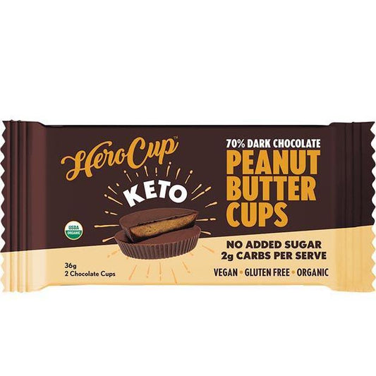 Herocup Organic Vegan Dark Chocolate 70% Peanut Butter Cups | Harris Farm Online
