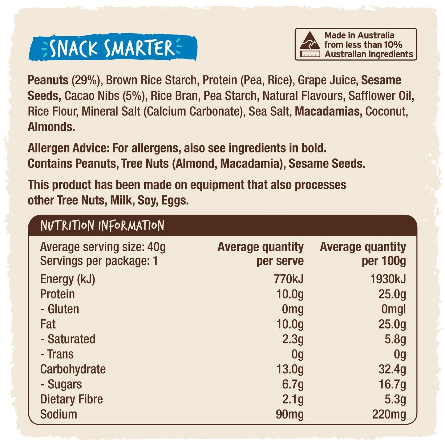 Bounce Plant Protein Energy Ball Peanut Butter Cacao | Harris Farm Online