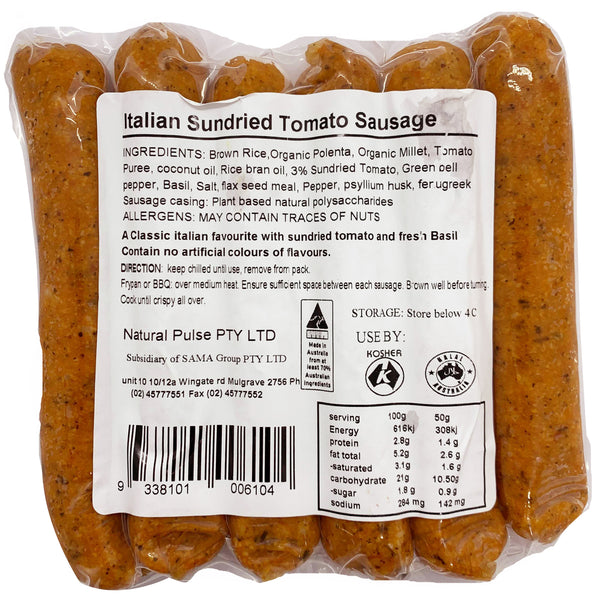 Natural Pulse Italian Sundried Tomato Vegan Sausages | Harris Farm Online