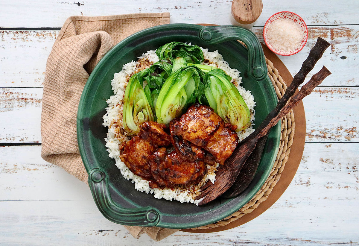 Sticky Black Bean Sauce Chicken - with Rice and Asian Greens | Harris Farm Online