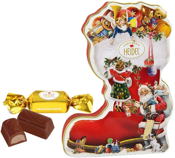 Heidel Christmas Boots Pralines Tin 96g