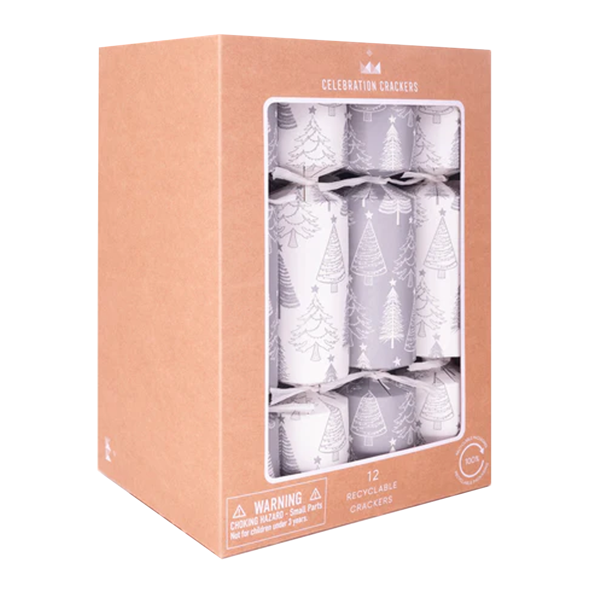 Celebration Crackers Large 12 Inch Silver Trees Pack x12