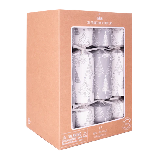 Celebration Crackers Large 12 Inch Silver Trees Pack x12