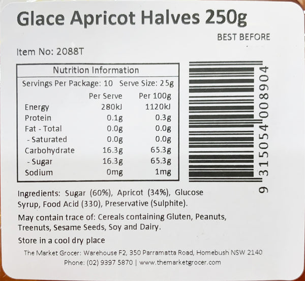 The Market Grocer Glace Apricot Halves | Harris Farm Online