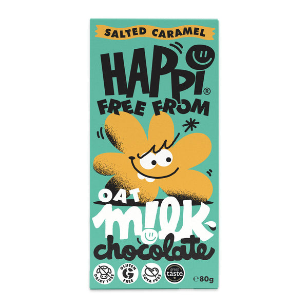 Happi Oat Salted Caramel Oat Milk Chocolate 80g | Harris Farm Online