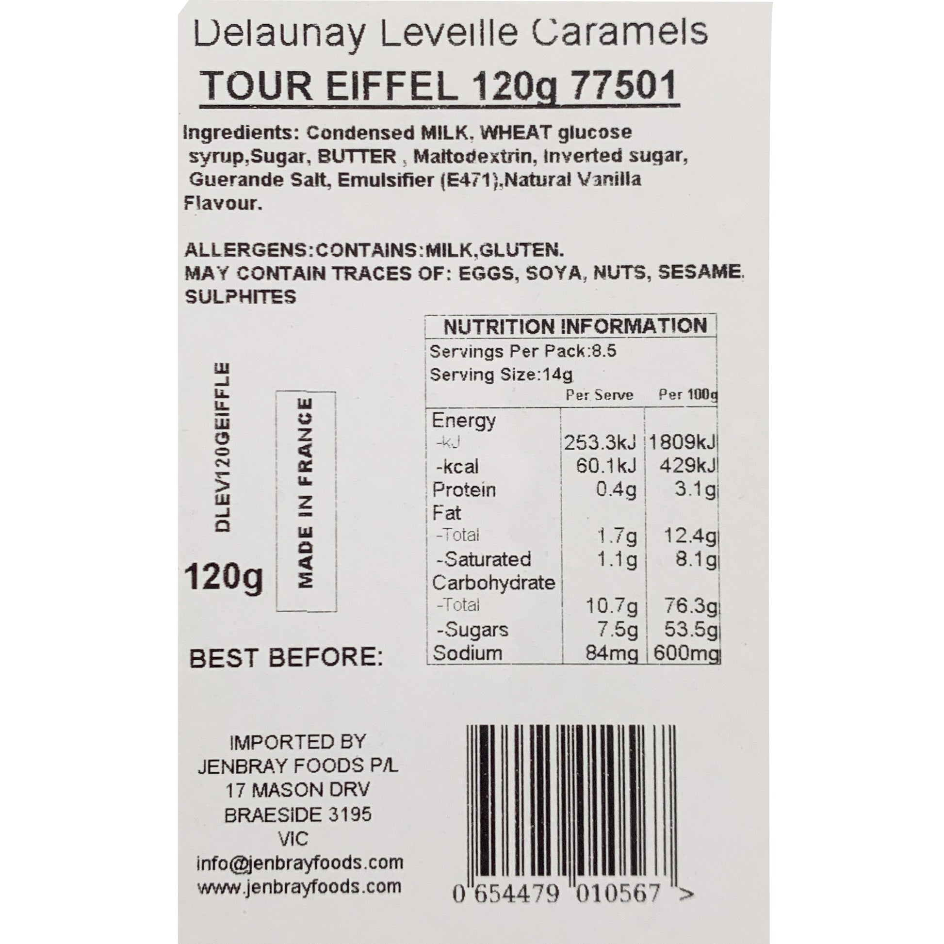 DeLaunay Leveille Caramels Tour Eiffel Tin | Harris Farm Online