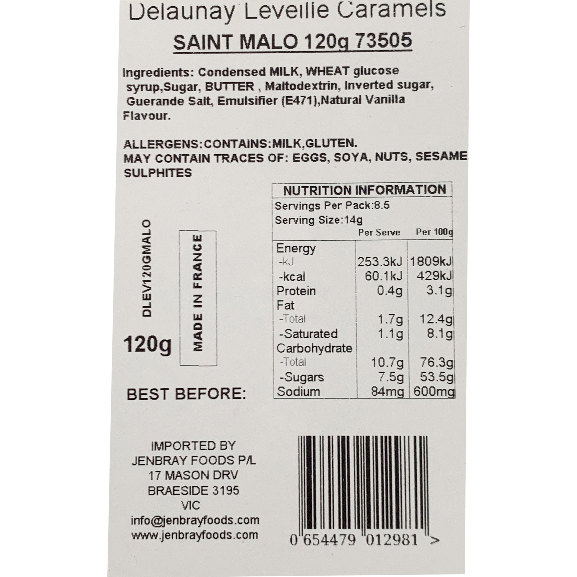 DeLaunay Leveille Caramels Saint Malo Tin | Harris Farm Online