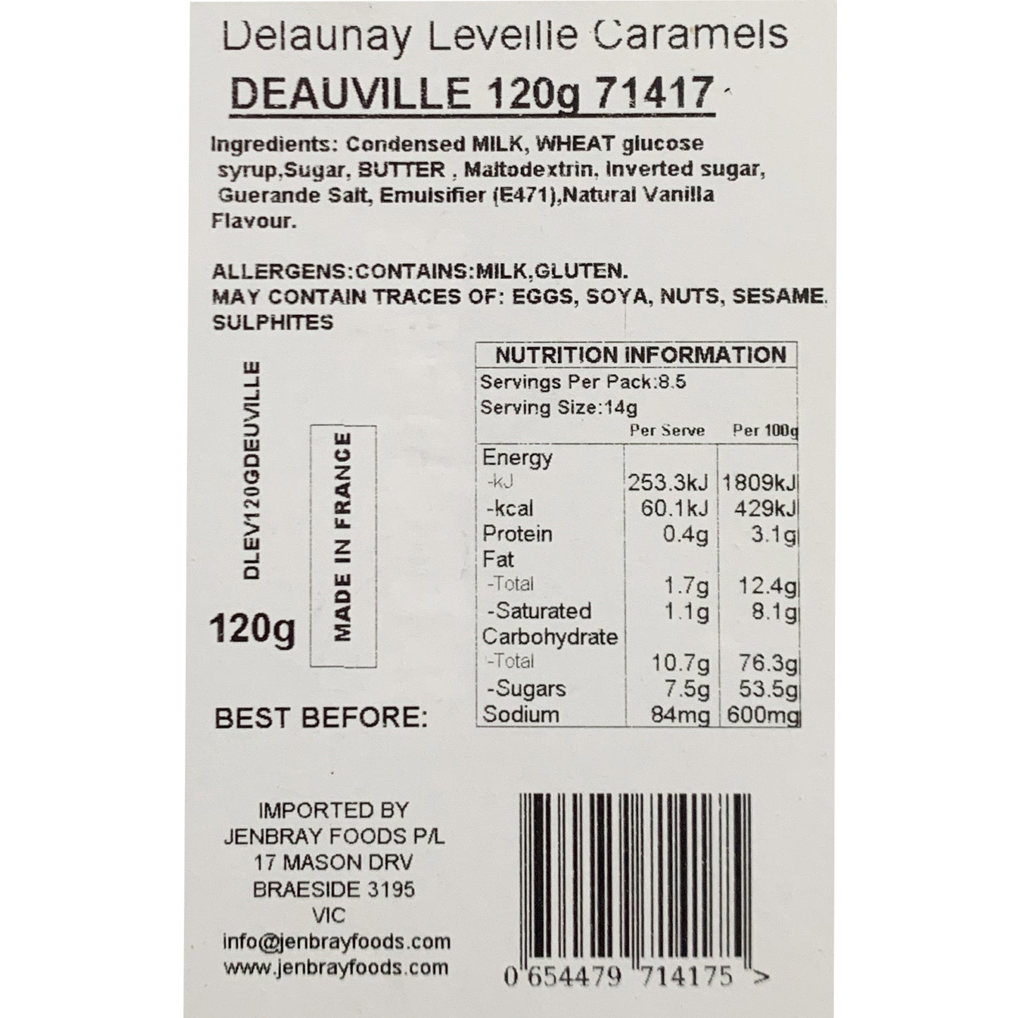 DeLaunay Leveille Caramels Deauville Tin | Harris Farm Online