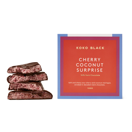 Koko Black Dark Chocolate Cherry Coconut Surprise | Harris Farm Online