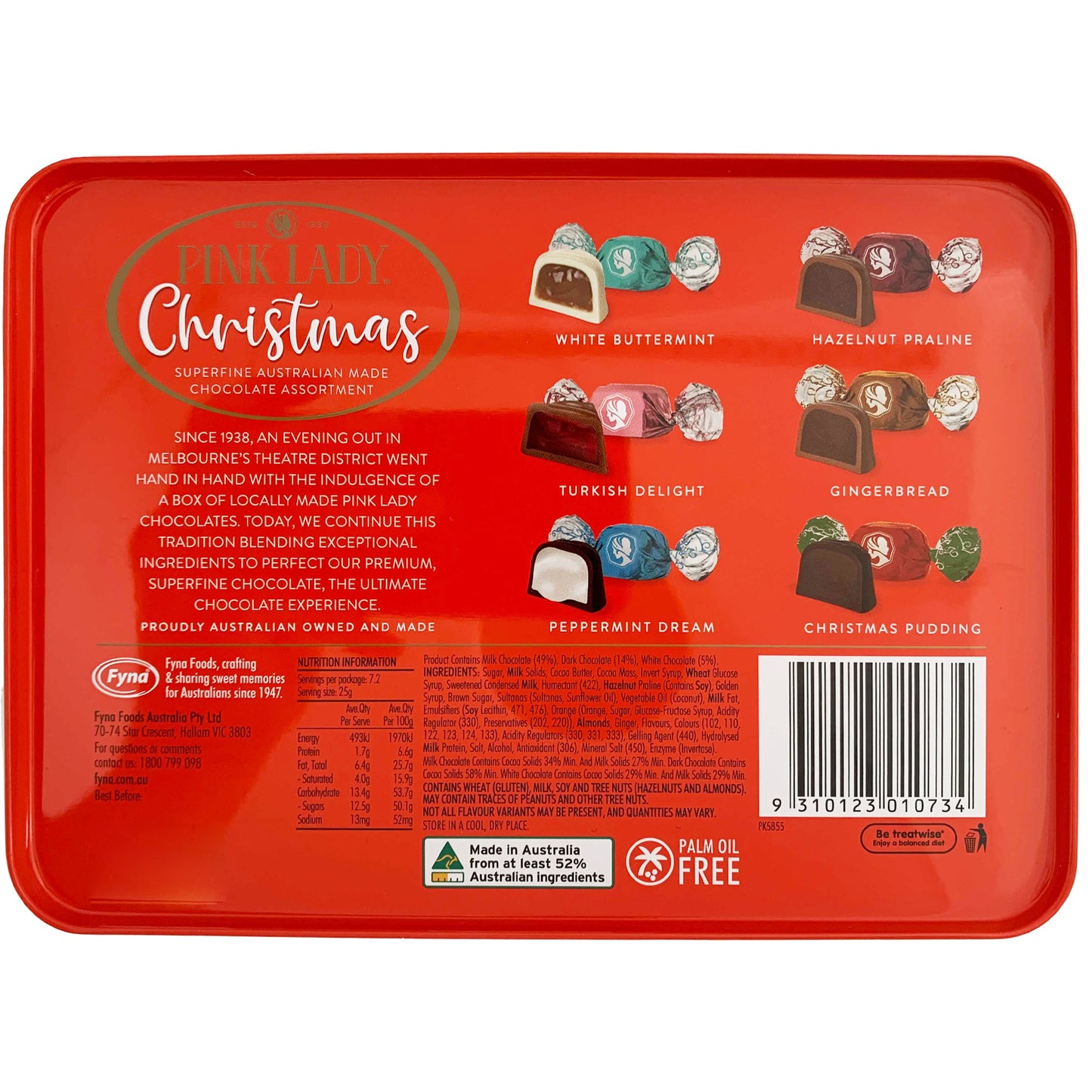 Pink Lady Chocolate Assortment Christmas Tin