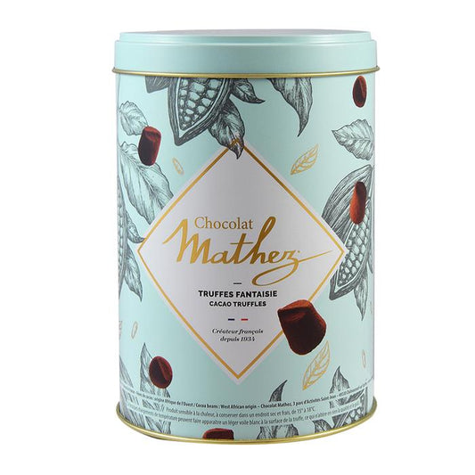 Chocolate Mathez French Cacao Truffles Pastel Blue Tin | Harris Farm Online