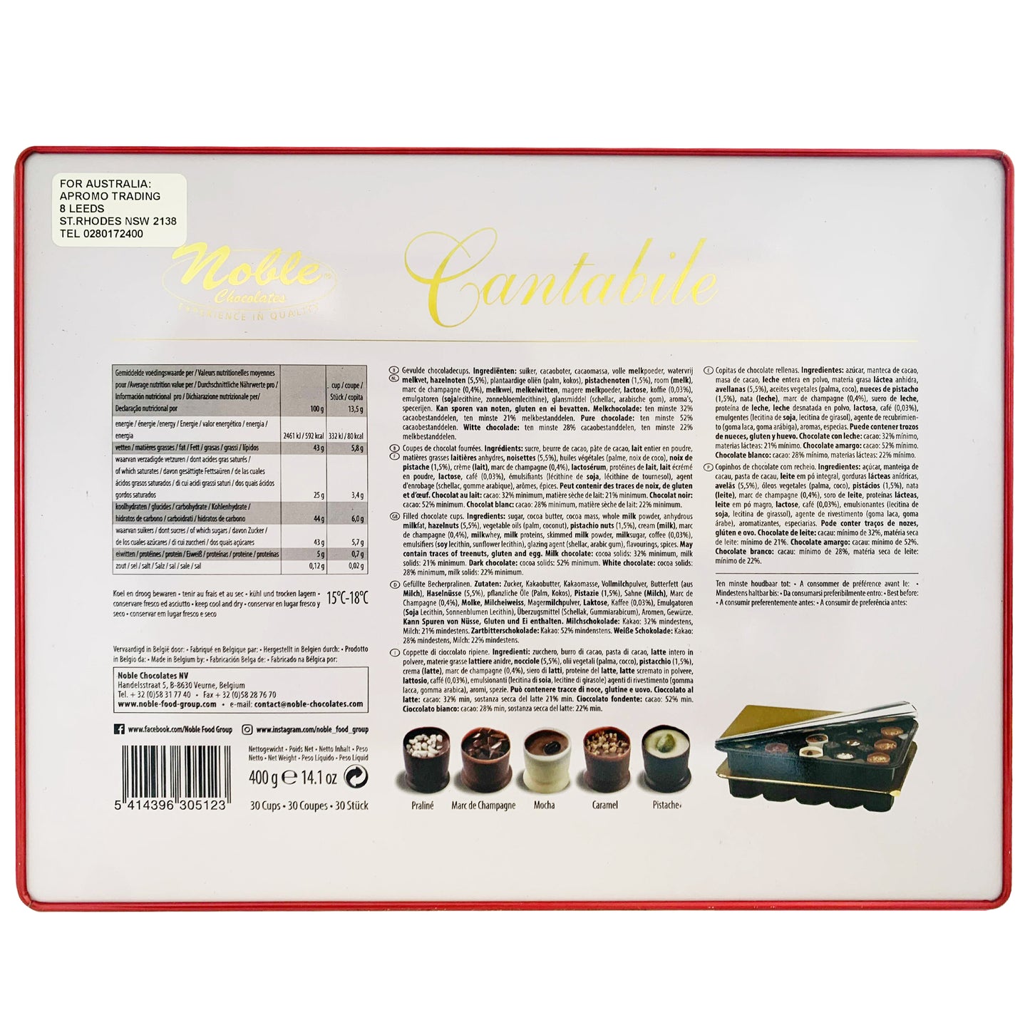 Noble Chocolates The Cantabile Assortment Chocolate Cups | Harris Farm Online