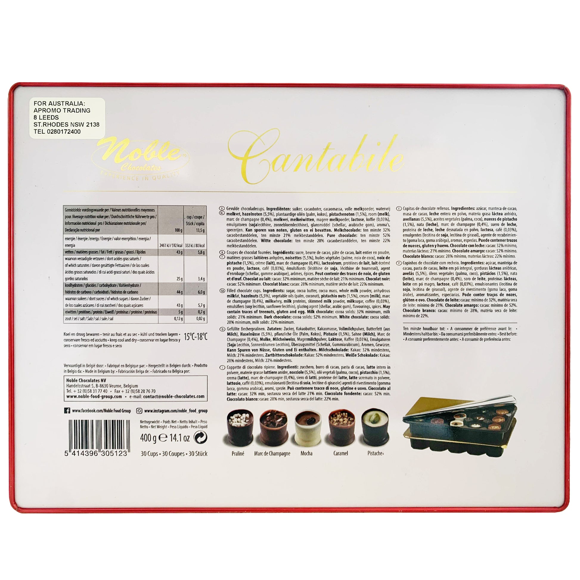 Noble Chocolates The Cantabile Assortment Chocolate Cups | Harris Farm Online