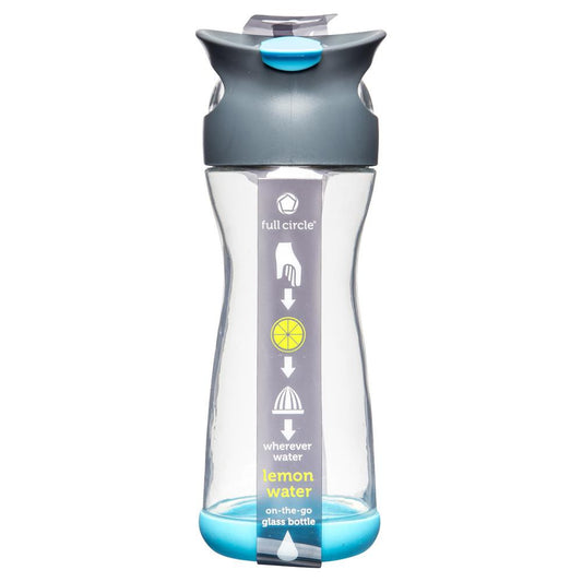 Full Circle Lemon Water Glass Bottle Blue 580ml , Grocery-Pantry - HFM, Harris Farm Markets
 - 1