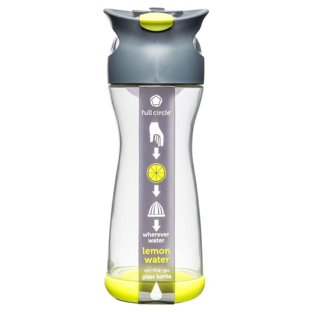 Full Circle Lemon Water Glass Bottle Green 580ml , Grocery-Pantry - HFM, Harris Farm Markets
 - 1