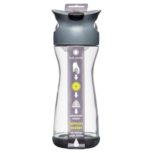 Full Circle Lemon Water Glass Bottle Black 580ml , Grocery-Pantry - HFM, Harris Farm Markets
 - 1