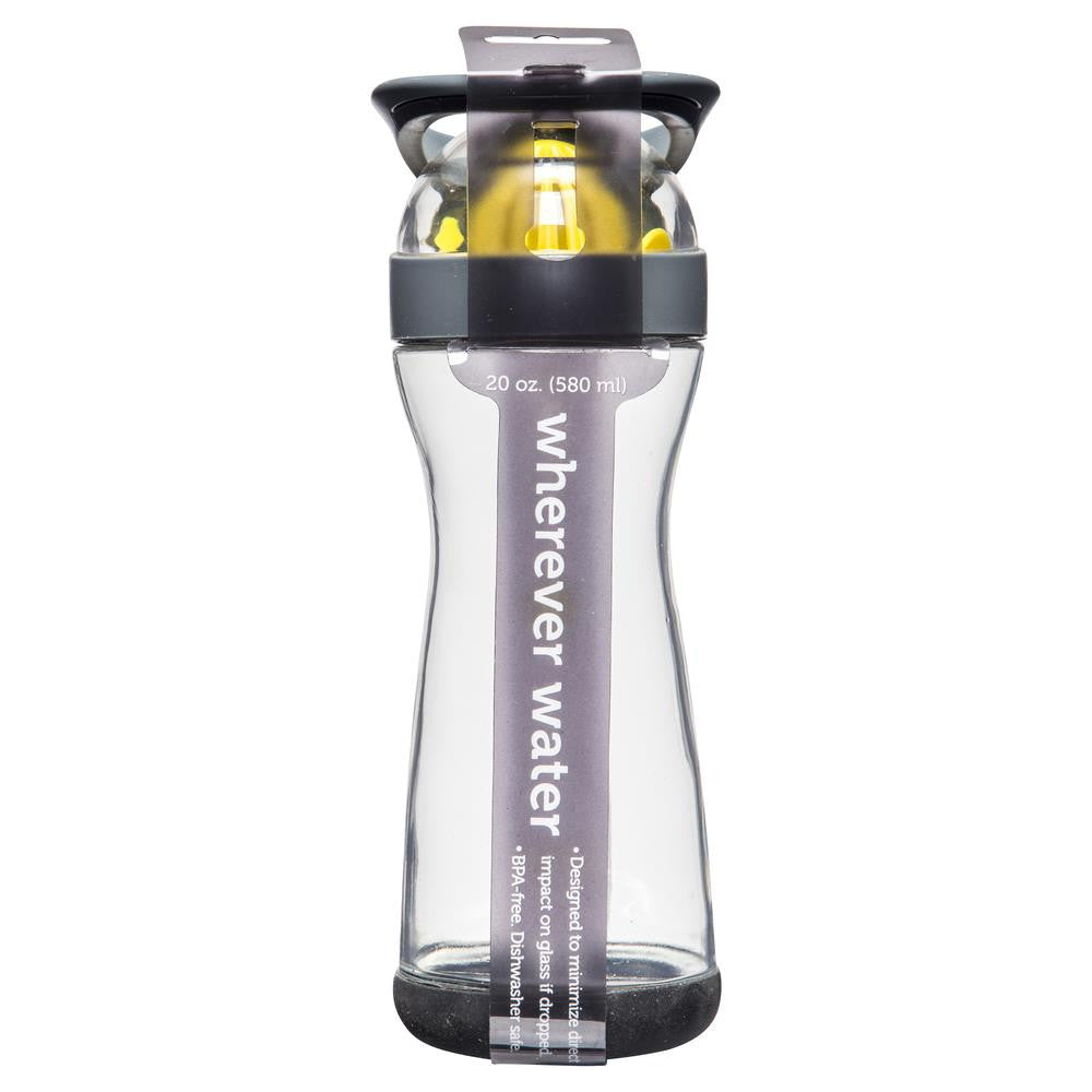Full Circle Lemon Water Glass Bottle Black 580ml , Grocery-Pantry - HFM, Harris Farm Markets
 - 2