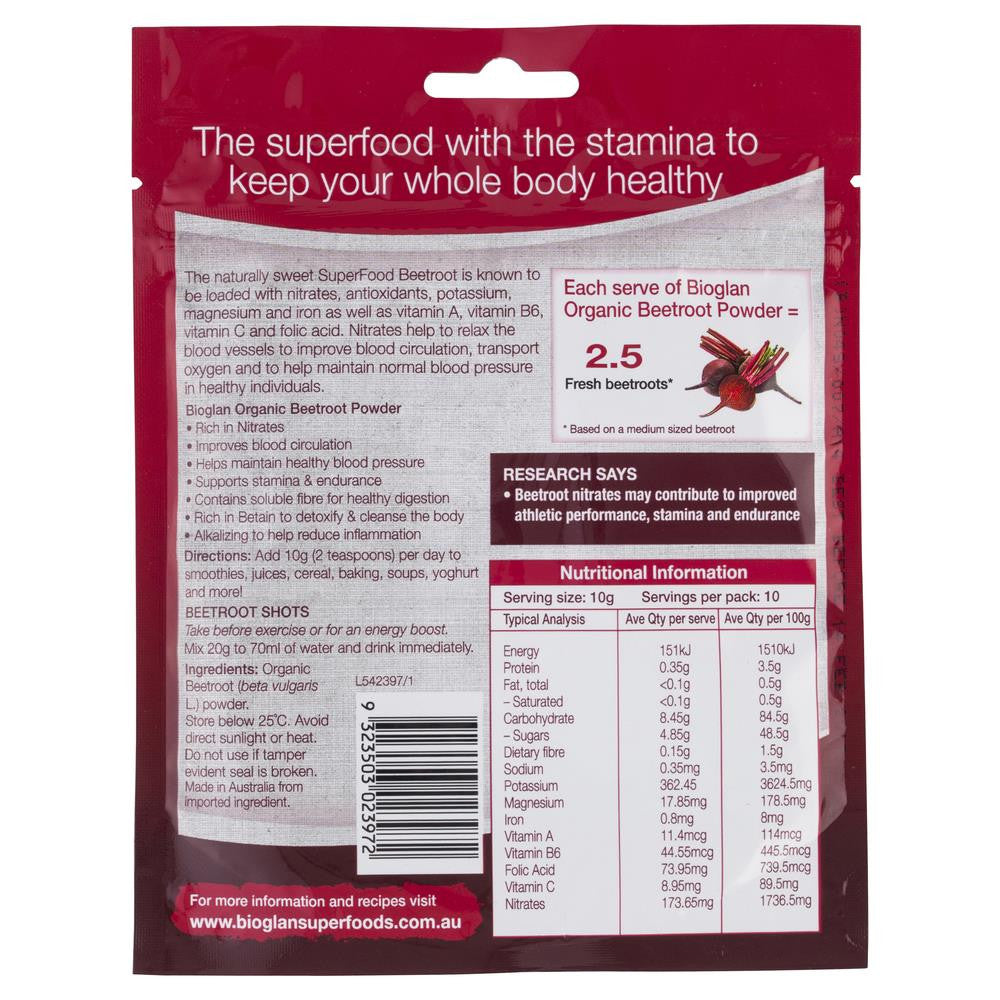 Bio Glan Super Foods Beetroot Powder 100g , Grocery-Cooking - HFM, Harris Farm Markets
 - 2