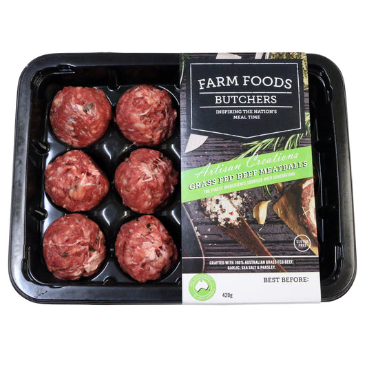 Beef - Meatballs Grass Fed (12 Meatballs, 420g) Farm Foods