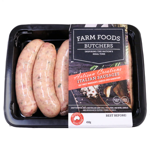 Sausages - Pork Italian (6 sausages, 450g) Farm Foods
