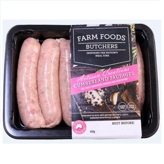 Sausages - Pork Cumberland (6 sausages, 450g) Farm Foods