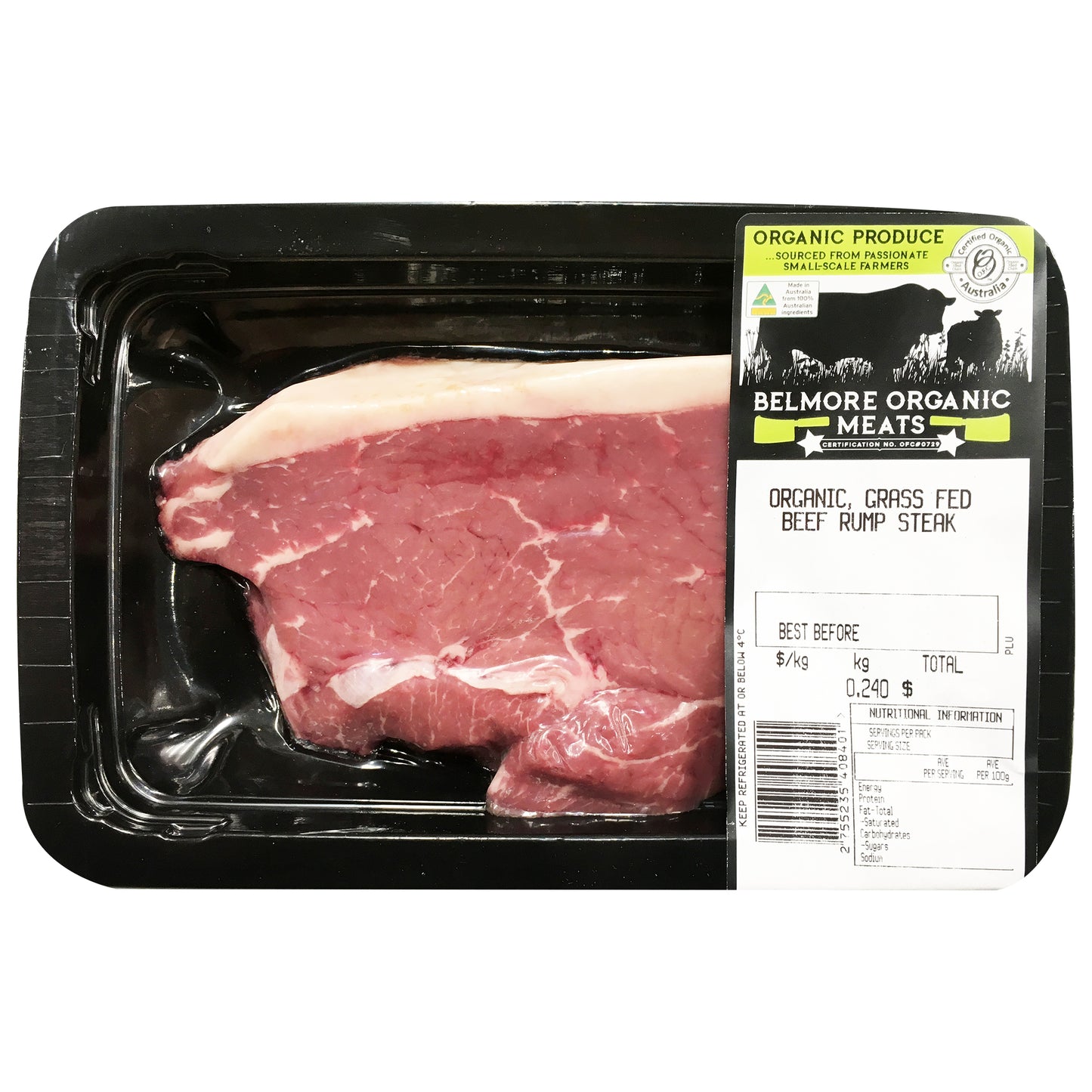 Beef - Rump Steak - Organic Grass Fed (200-400g) Belmore