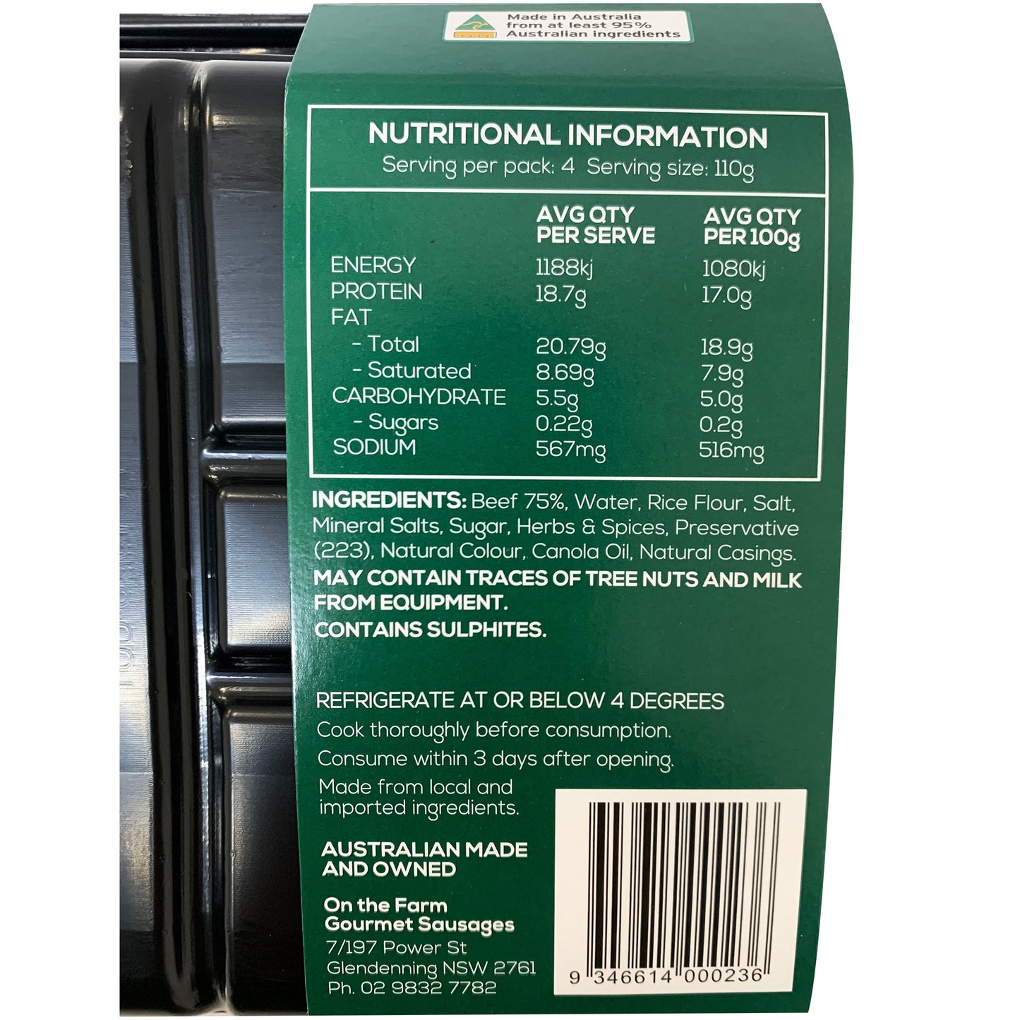 On The Farm Angus Beef Sausages 440g