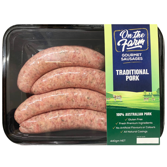 On The Farm - Gourmet Sausages - Traditional Pork | Harris Farm Online