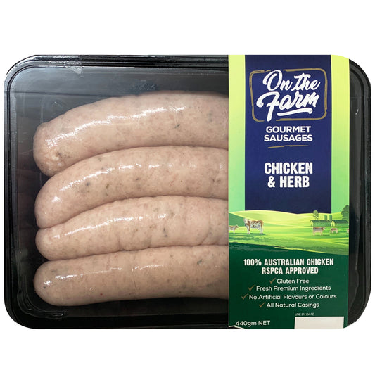 On The Farm Chicken and Herb Sausages 440g