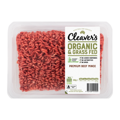 Cleaver's Organic Free Range and Grass Fed Premium Beef Mince 500g