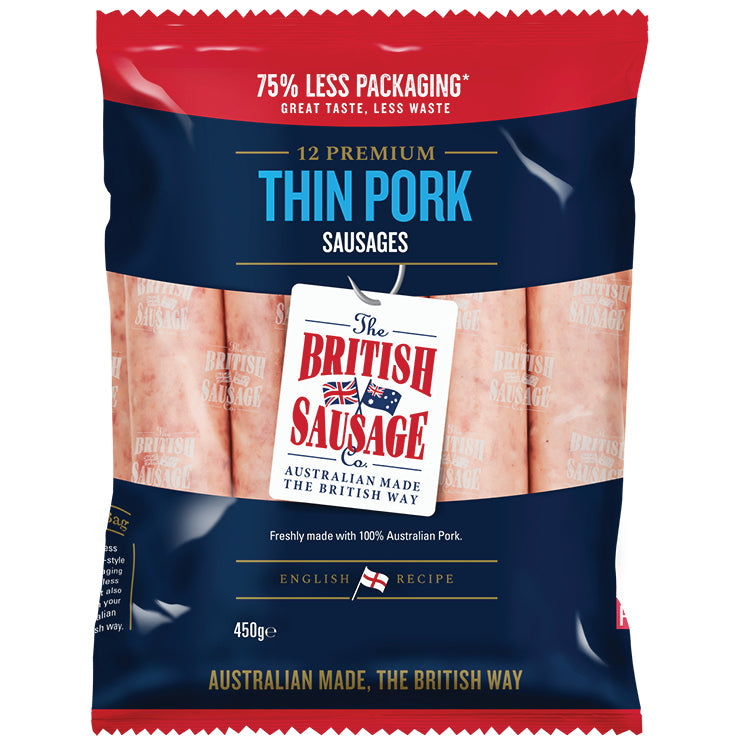 The British Sausage Co. Thin Pork Sausages | Harris Farm Online