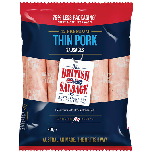The British Sausage Co. Thin Pork Sausages | Harris Farm Online