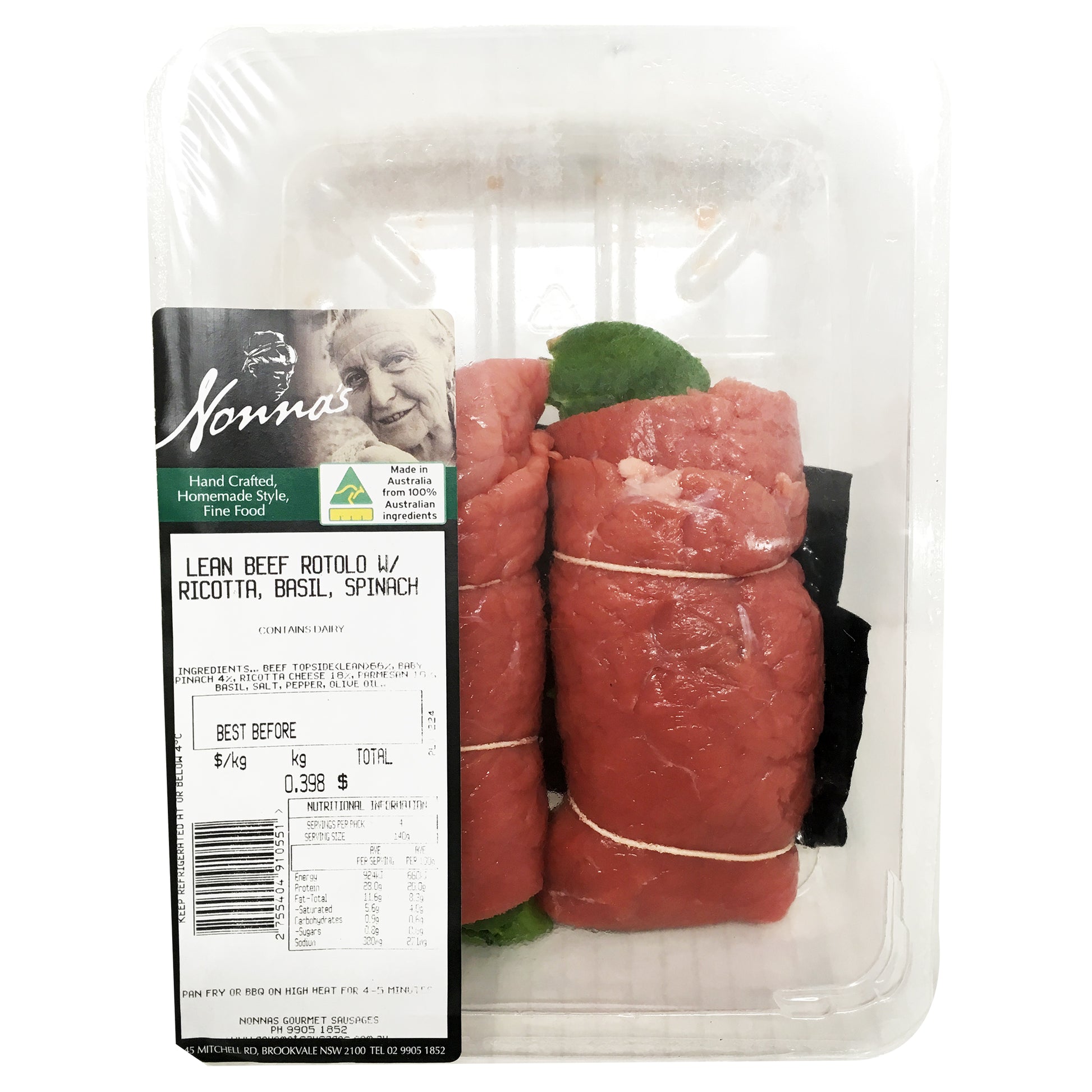 Nonna's Lean Beef Rotolo - with Ricotta, Basil and Spinach | Harris Farm Online