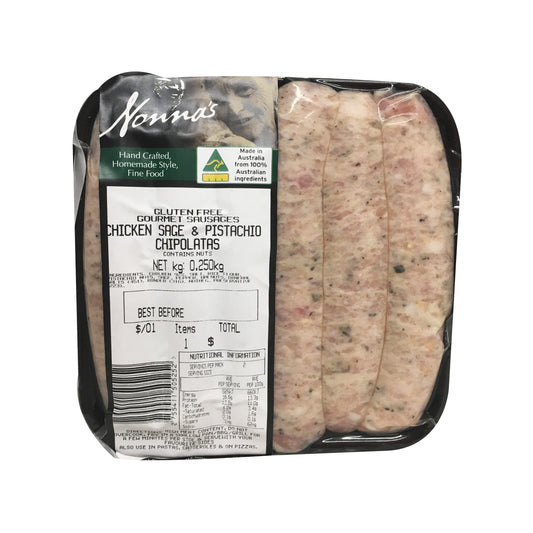 Sausages - Chipolata - Chicken Sage & Pistachio - Gluten Free (250g) Nonnas