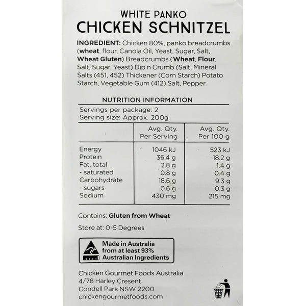 Chicken Gourmet Foods White Panko Chicken Schnitzel | Harris Farm Online