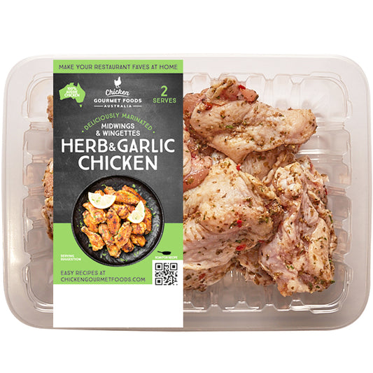 Chicken Gourmet Foods Herb and Garlic Chicken Midwings and Wingettes | Harris Farm Online