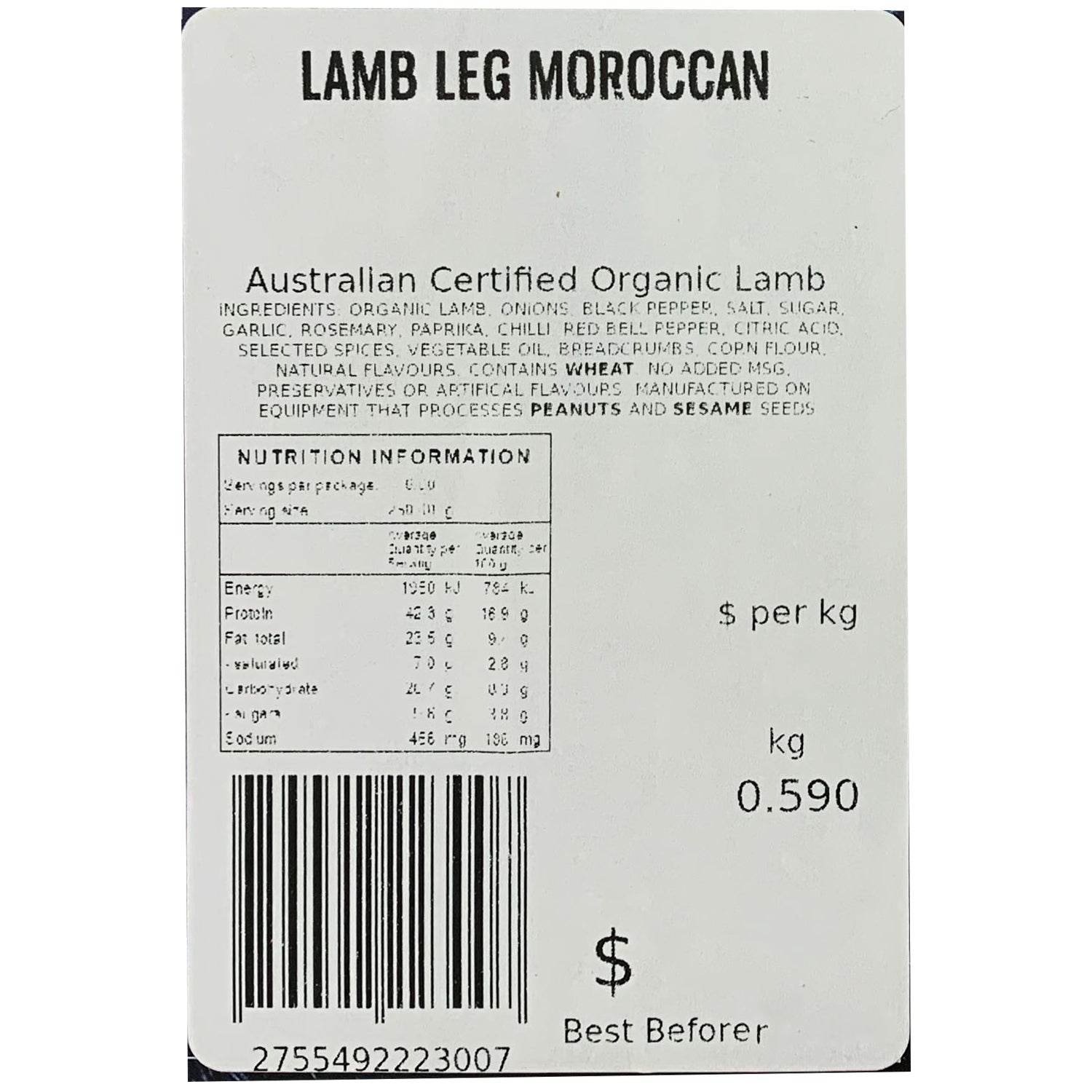 Shiralee Moroccan Organic Lamb Leg Butterflied | Harris Farm Online